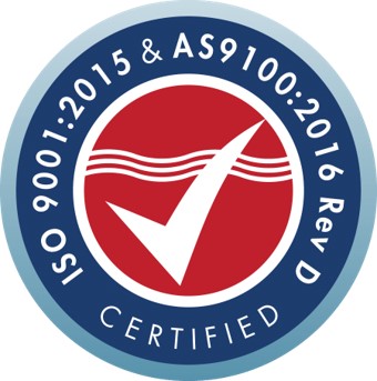 ISO 9001:2015 and AS9100: 2016 Rev D certification logo